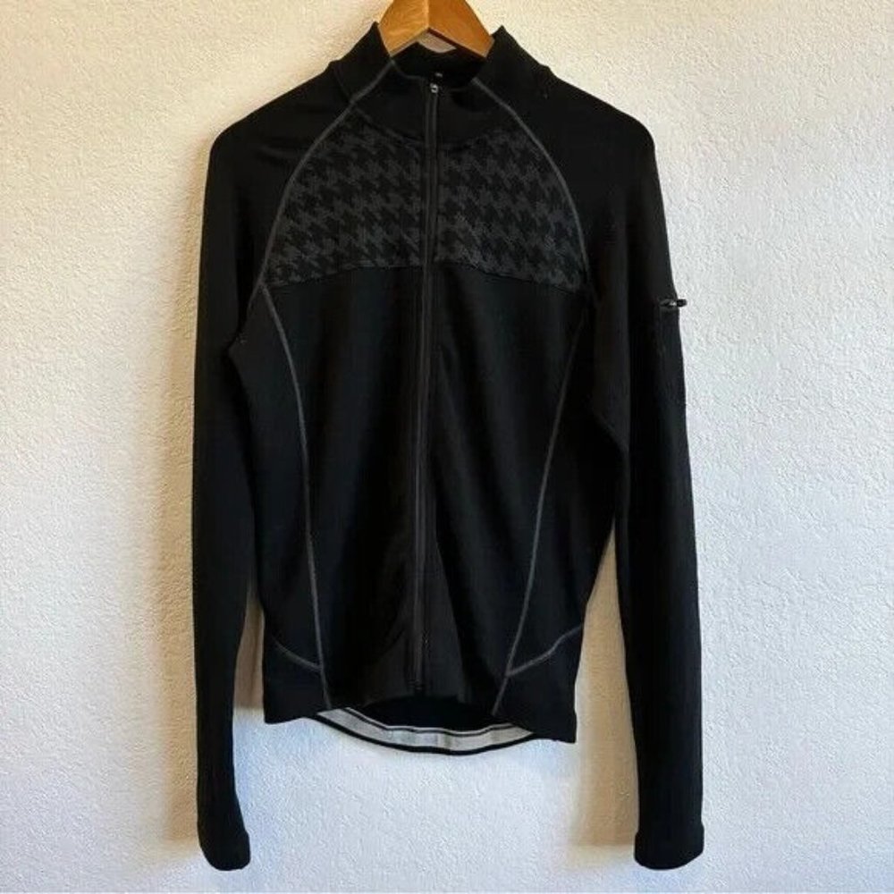 Smartwool Full Zip Pullover Black W/ Houndstooth Accent Size Medium